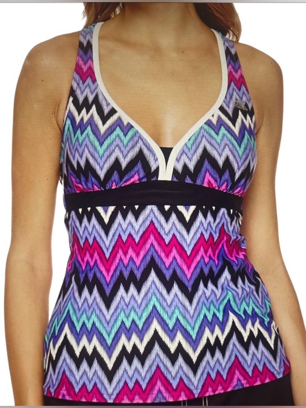NWT ZEROXPOSURE Rhythm Mulberry Multicolor Racerback Tankini Swimsuit Top 12